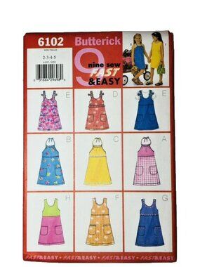 Vintage Butterick Sewing Pattern 6102 Girls Dress Sz 2-5 Uncut